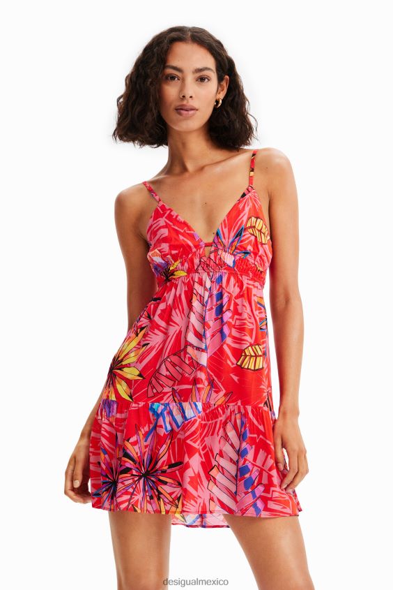 Desigual mujer vestido corto con abertura tropical VZ26R0962 ropa