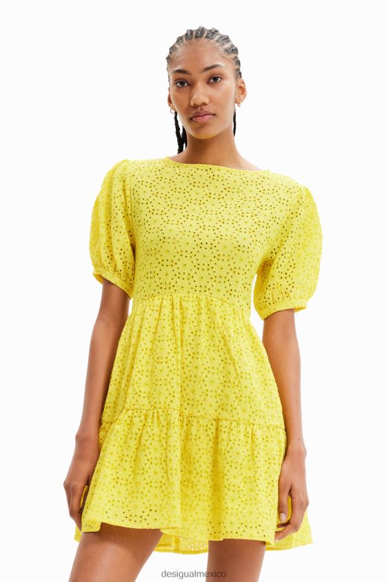 Desigual mujer vestido corto con bordado suizo VZ26R0756 ropa
