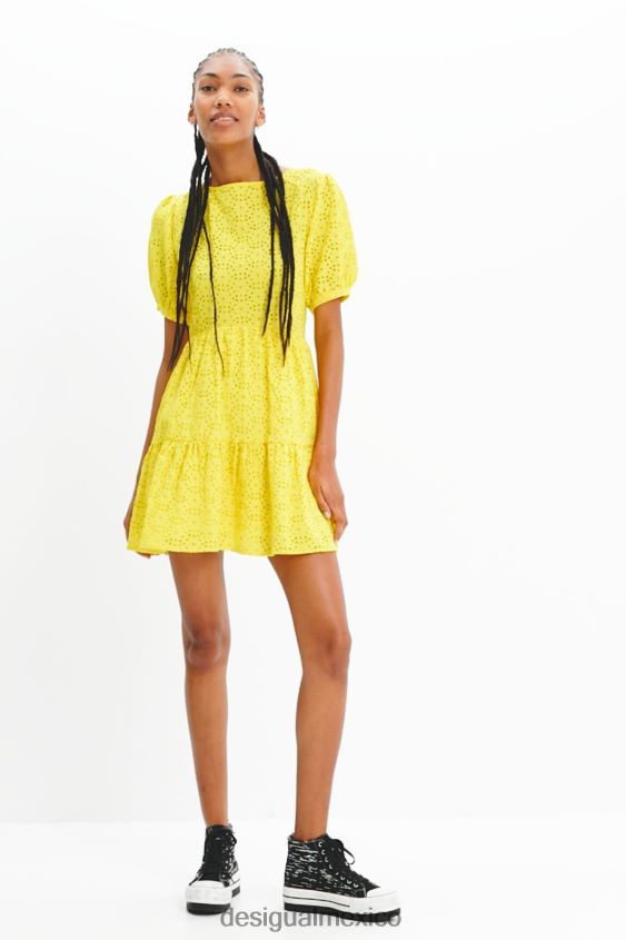 Desigual mujer vestido corto con bordado suizo VZ26R0756 ropa