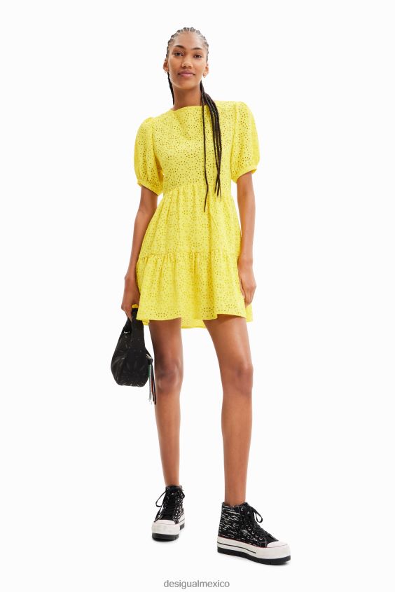 Desigual mujer vestido corto con bordado suizo VZ26R0756 ropa