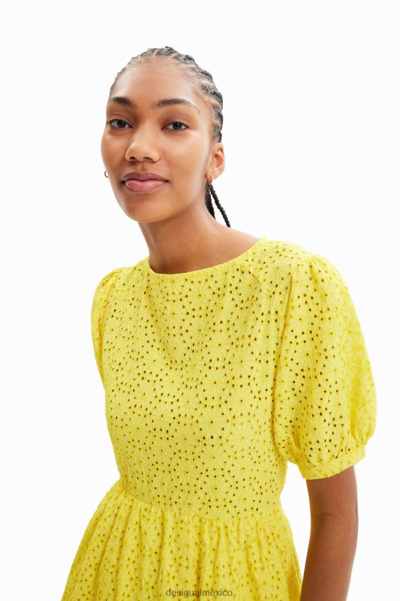 Desigual mujer vestido corto con bordado suizo VZ26R0756 ropa