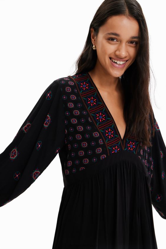 Desigual mujer vestido corto con estampado étnico VZ26R0410 ropa