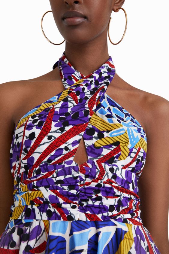 Desigual mujer vestido corto con lazo stella jean VZ26R0708 ropa
