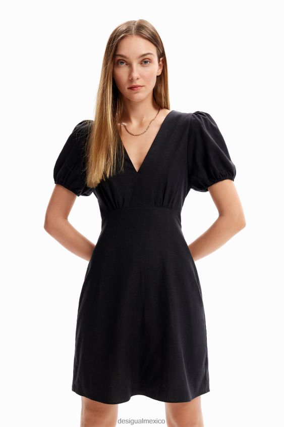 Desigual mujer vestido corto con mangas abullonadas VZ26R0186 ropa