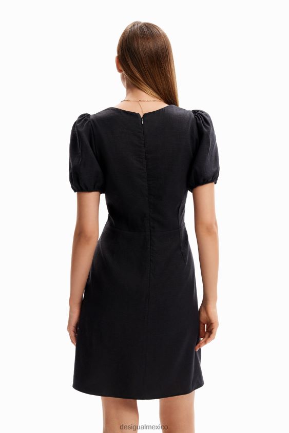 Desigual mujer vestido corto con mangas abullonadas VZ26R0186 ropa