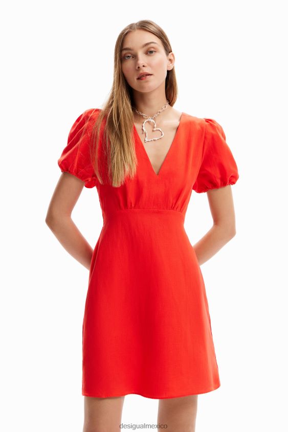 Desigual mujer vestido corto con mangas abullonadas VZ26R0222 ropa
