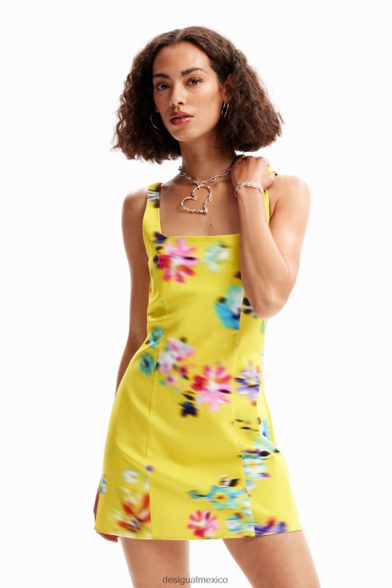Desigual mujer vestido corto con tiras borrosas VZ26R0348 ropa