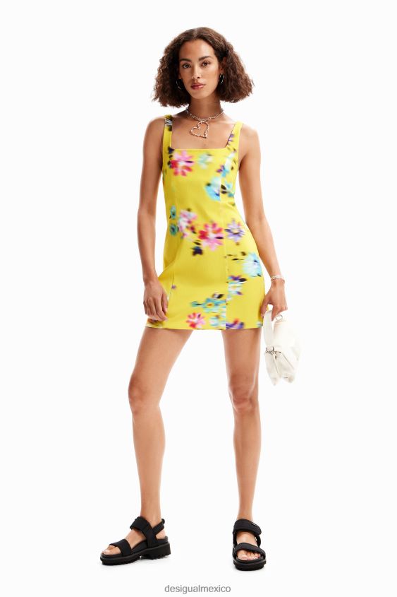 Desigual mujer vestido corto con tiras borrosas VZ26R0348 ropa