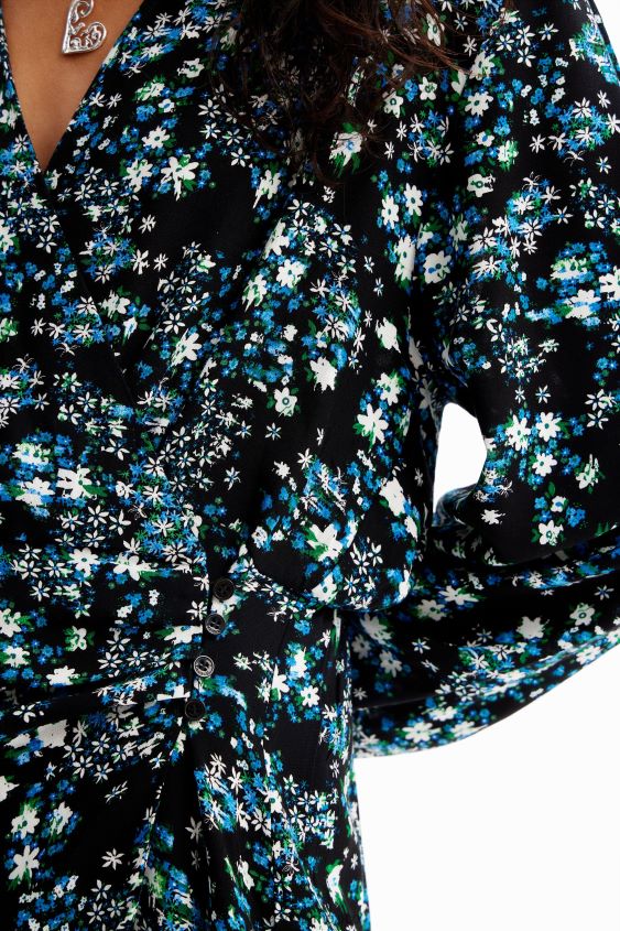 Desigual mujer vestido corto cruzado con flores VZ26R0234 ropa