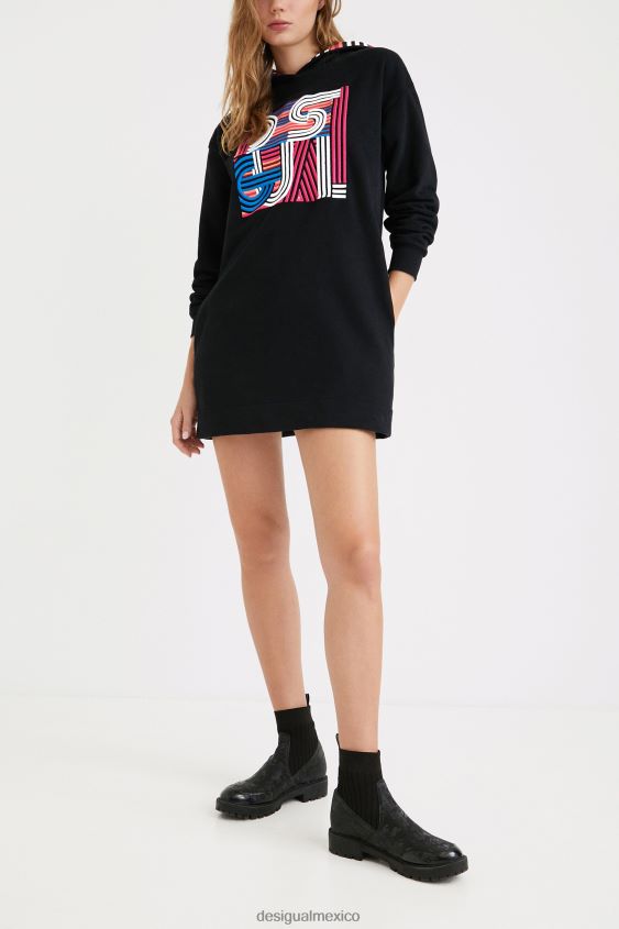 Desigual mujer vestido corto de felpa con capucha VZ26R01038 ropa