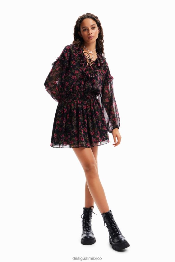 Desigual mujer vestido corto de gasa floral VZ26R086 ropa