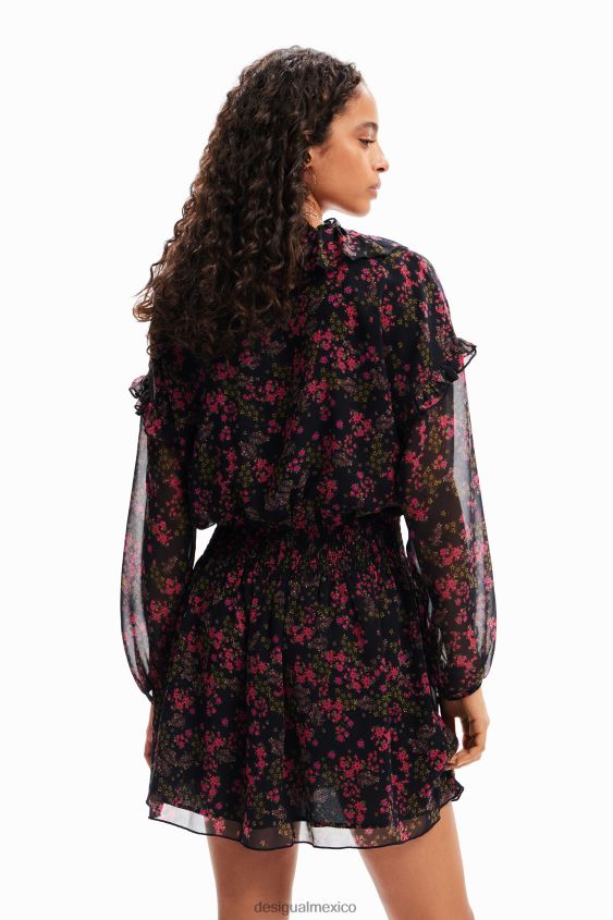Desigual mujer vestido corto de gasa floral VZ26R086 ropa