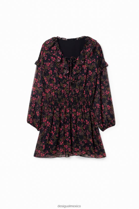Desigual mujer vestido corto de gasa floral VZ26R086 ropa