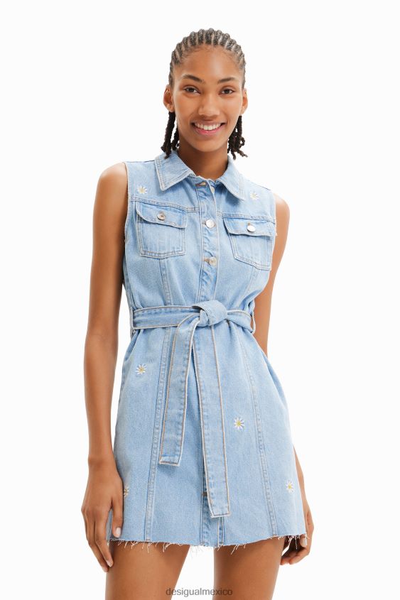 Desigual mujer vestido corto de mezclilla con margaritas VZ26R0931 ropa