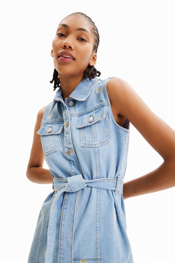 Desigual mujer vestido corto de mezclilla con margaritas VZ26R0931 ropa
