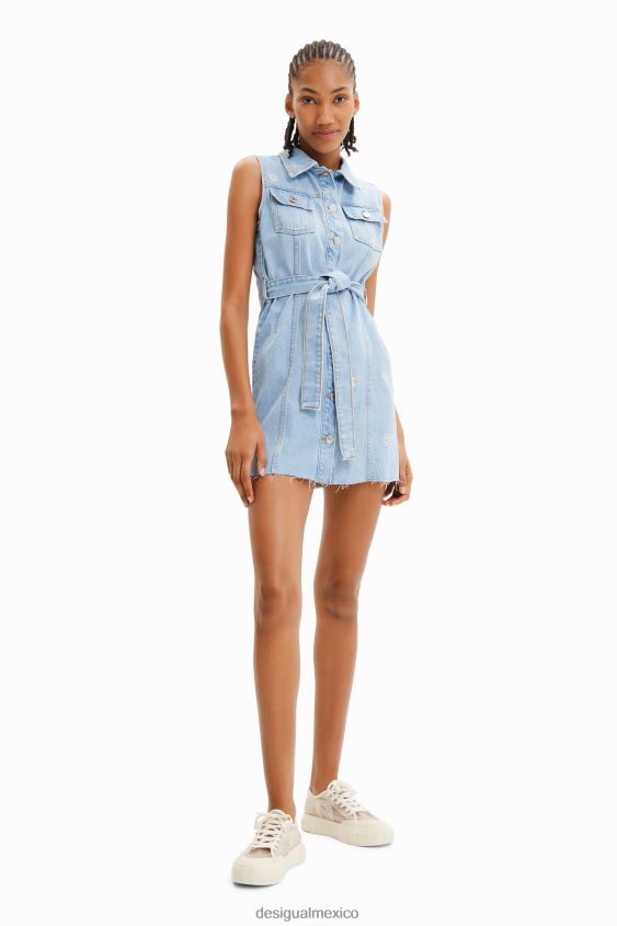 Desigual mujer vestido corto de mezclilla con margaritas VZ26R0931 ropa