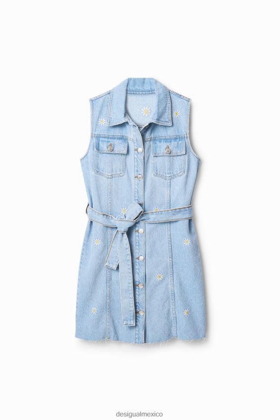 Desigual mujer vestido corto de mezclilla con margaritas VZ26R0931 ropa