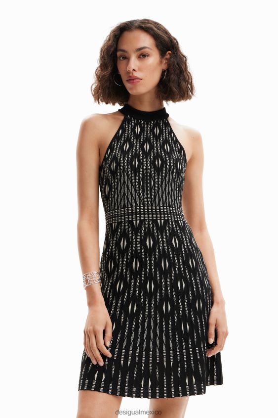 Desigual mujer vestido corto de punto geométrico VZ26R0496 ropa