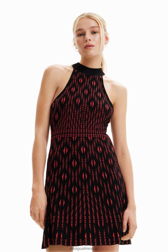 Desigual mujer vestido corto de punto geométrico VZ26R0780 ropa
