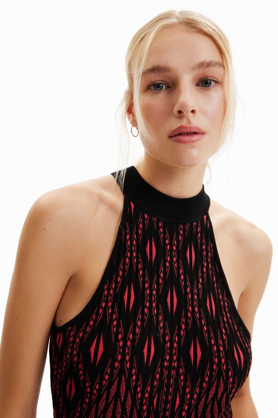 Desigual mujer vestido corto de punto geométrico VZ26R0780 ropa