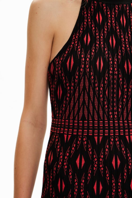 Desigual mujer vestido corto de punto geométrico VZ26R0780 ropa