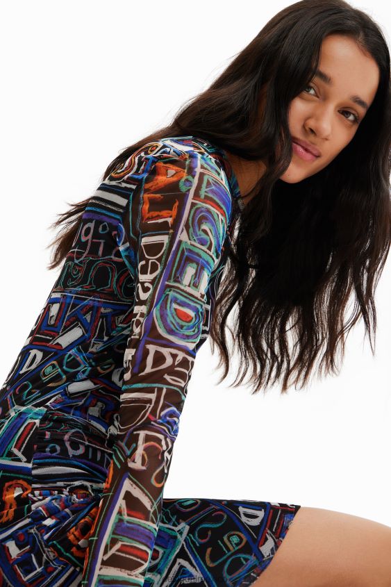 Desigual mujer vestido corto de tul ajustado VZ26R0316 ropa