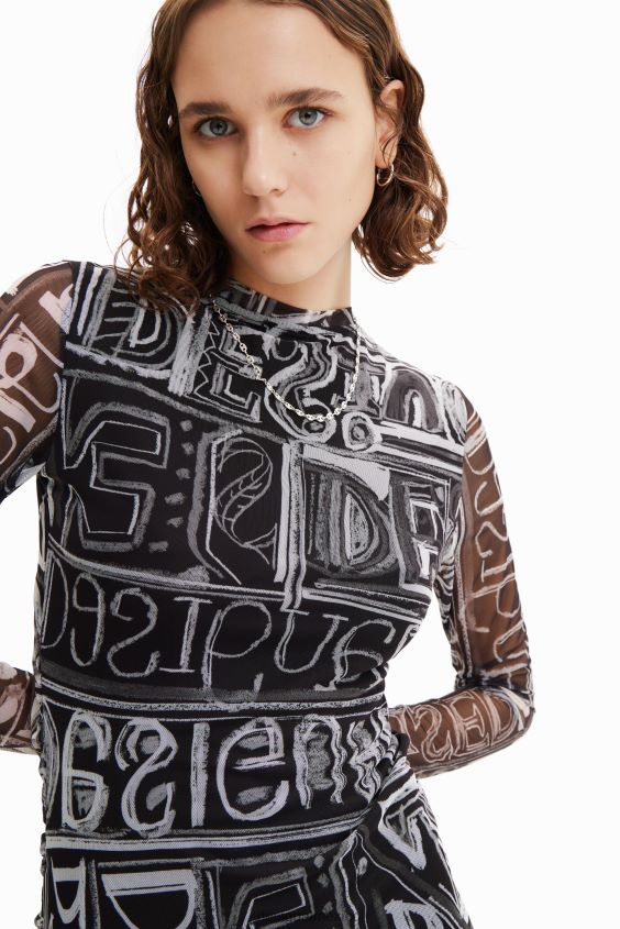 Desigual mujer vestido corto de tul ajustado VZ26R0585 ropa