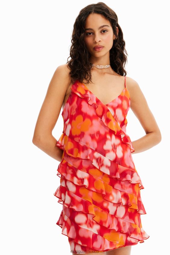 Desigual mujer vestido corto floral con volantes VZ26R0472 ropa