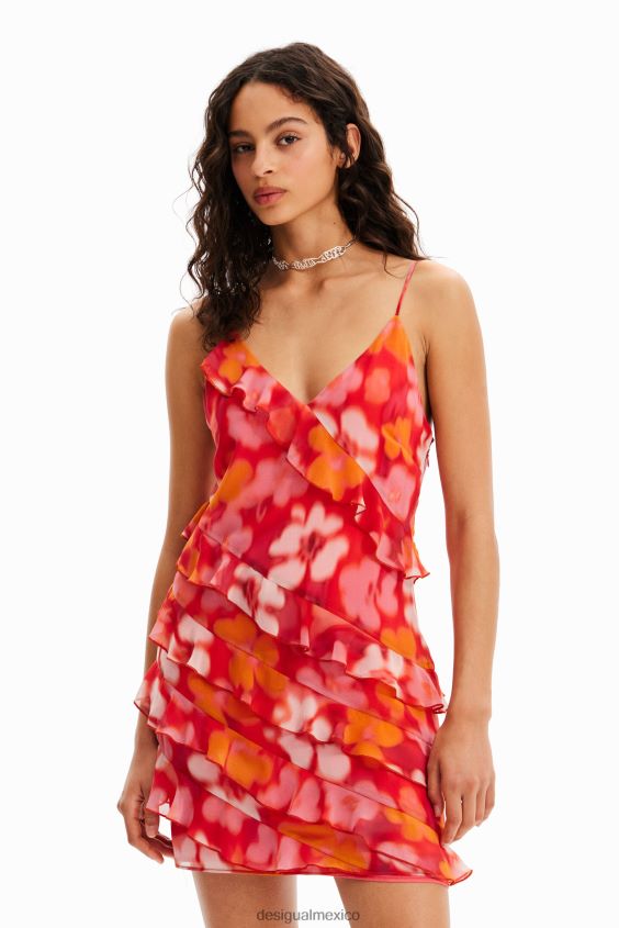 Desigual mujer vestido corto floral con volantes VZ26R0472 ropa