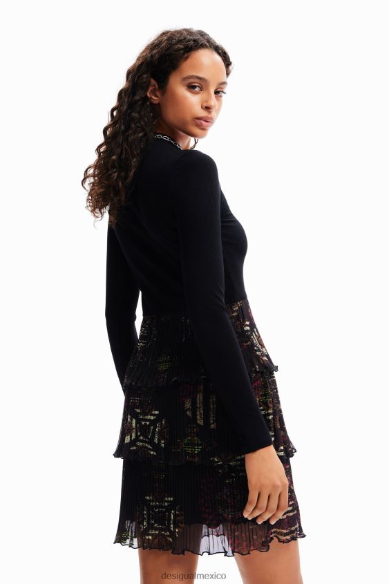 Desigual mujer vestido corto plisado VZ26R016 ropa