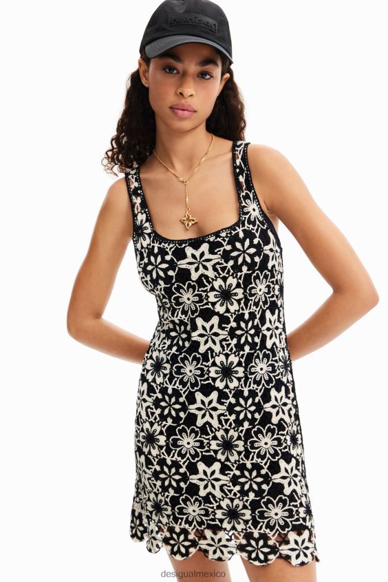 Desigual mujer vestido corto retro de crochet VZ26R0577 ropa