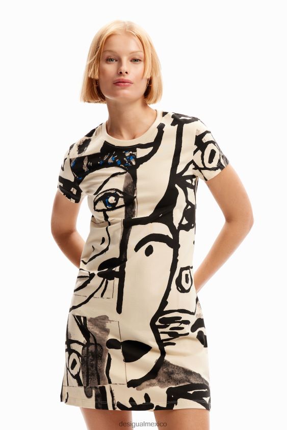 Desigual mujer vestido corto tipo camiseta con cara VZ26R01000 ropa