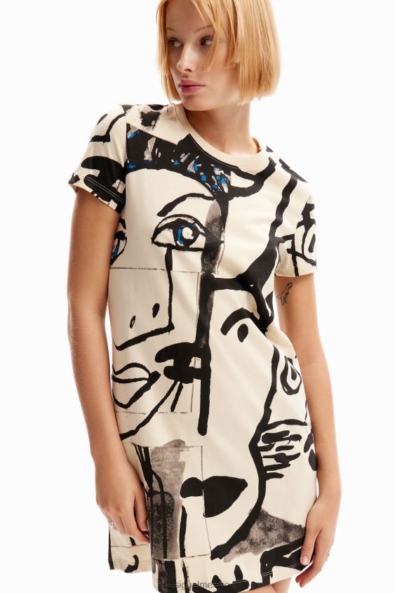 Desigual mujer vestido corto tipo camiseta con cara VZ26R01000 ropa