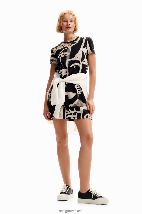 Desigual mujer vestido corto tipo camiseta con cara VZ26R044 ropa