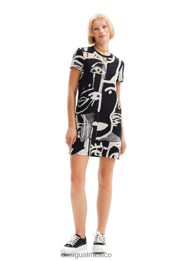Desigual mujer vestido corto tipo camiseta con cara VZ26R044 ropa