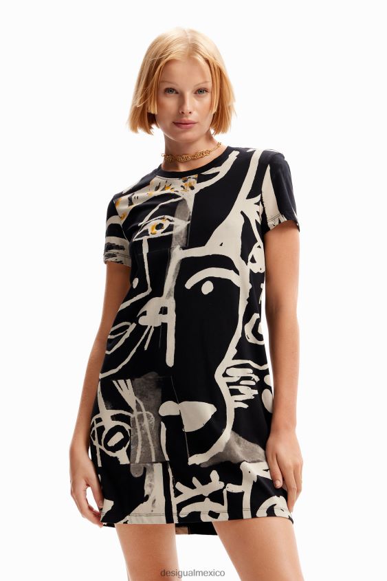 Desigual mujer vestido corto tipo camiseta con cara VZ26R044 ropa