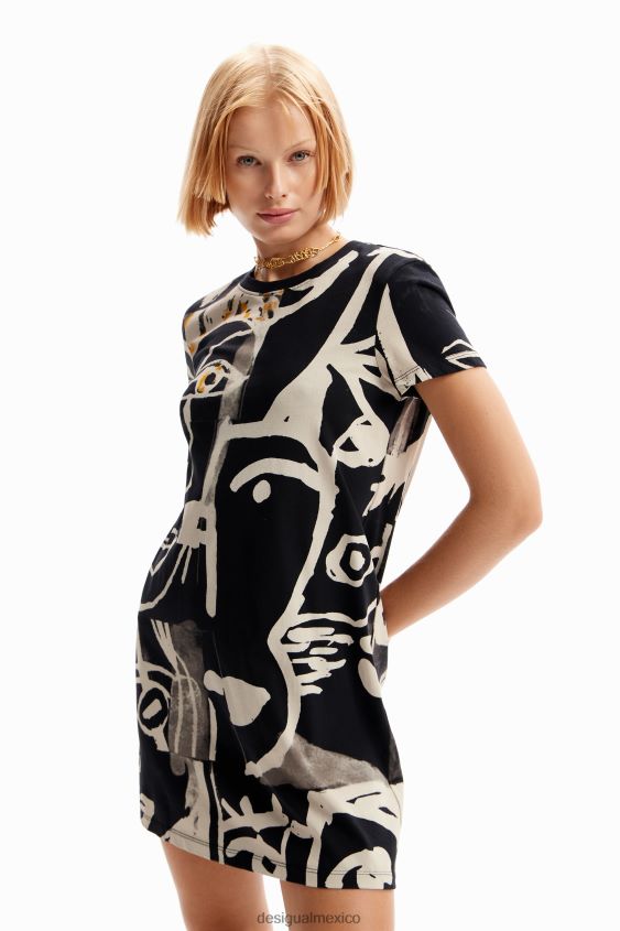 Desigual mujer vestido corto tipo camiseta con cara VZ26R044 ropa