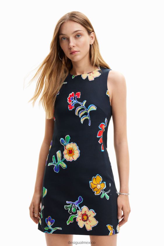 Desigual mujer vestido corto y delgado con flores VZ26R0659 ropa