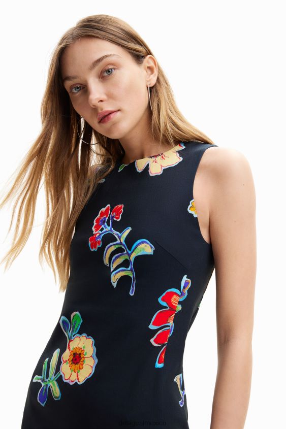 Desigual mujer vestido corto y delgado con flores VZ26R0659 ropa