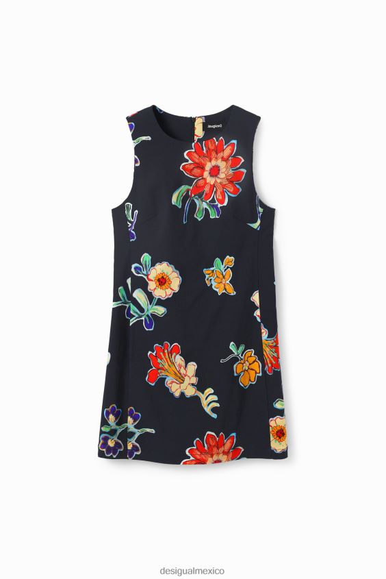 Desigual mujer vestido corto y delgado con flores VZ26R0659 ropa
