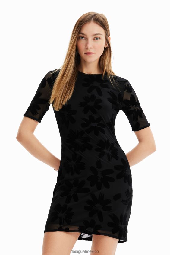 Desigual mujer vestido corto y delgado con flores VZ26R0883 ropa