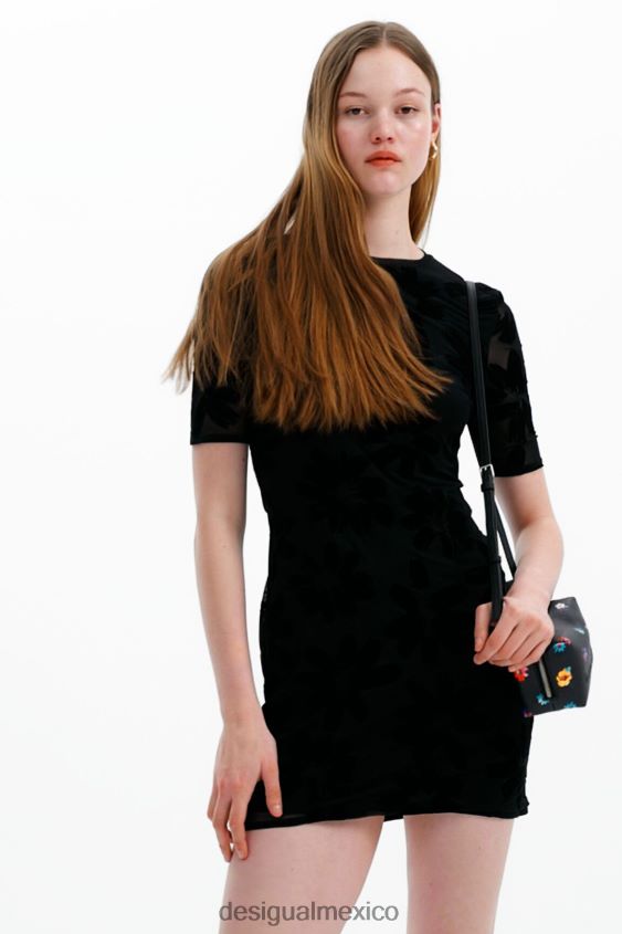 Desigual mujer vestido corto y delgado con flores VZ26R0883 ropa