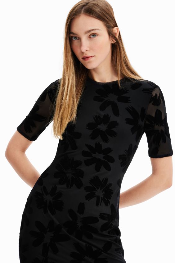 Desigual mujer vestido corto y delgado con flores VZ26R0883 ropa