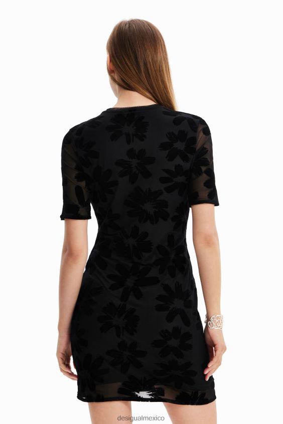 Desigual mujer vestido corto y delgado con flores VZ26R0883 ropa