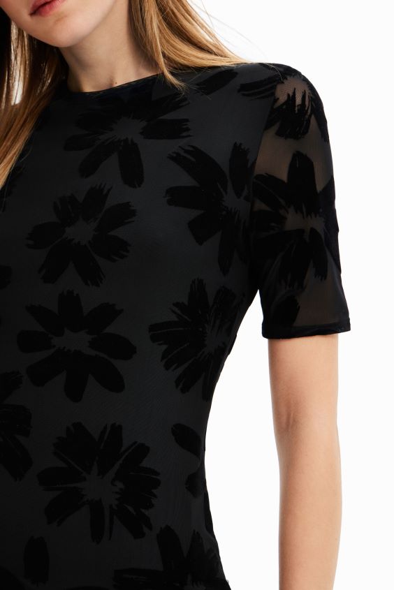 Desigual mujer vestido corto y delgado con flores VZ26R0883 ropa