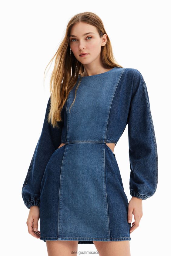 Desigual mujer vestido de mezclilla circular con aberturas VZ26R0961 ropa