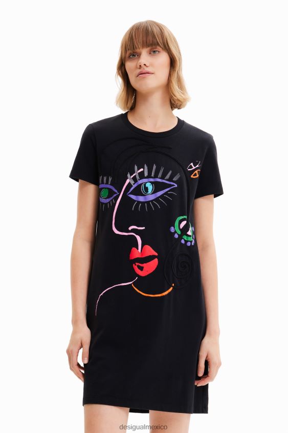 Desigual mujer vestido estilo camiseta con cara artística VZ26R0330 ropa