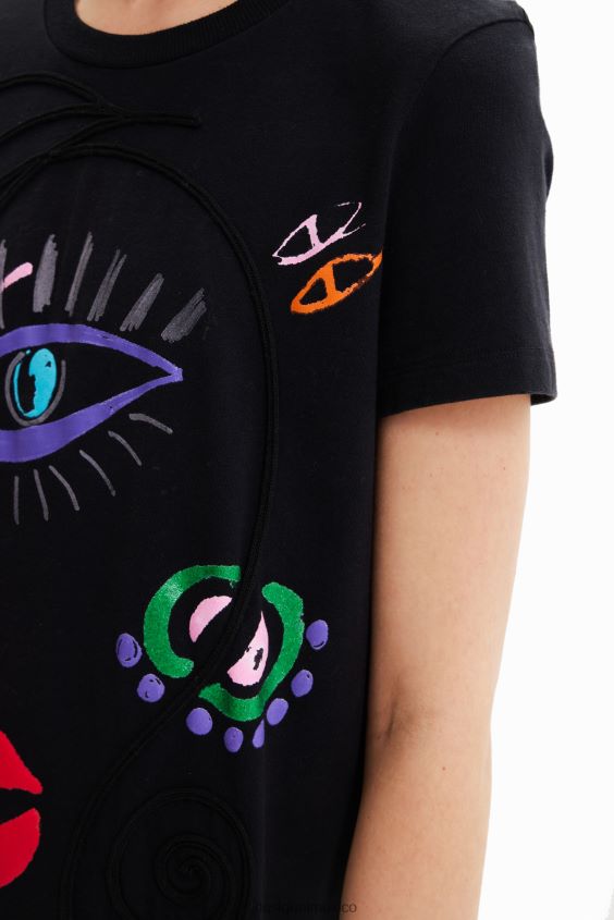 Desigual mujer vestido estilo camiseta con cara artística VZ26R0330 ropa