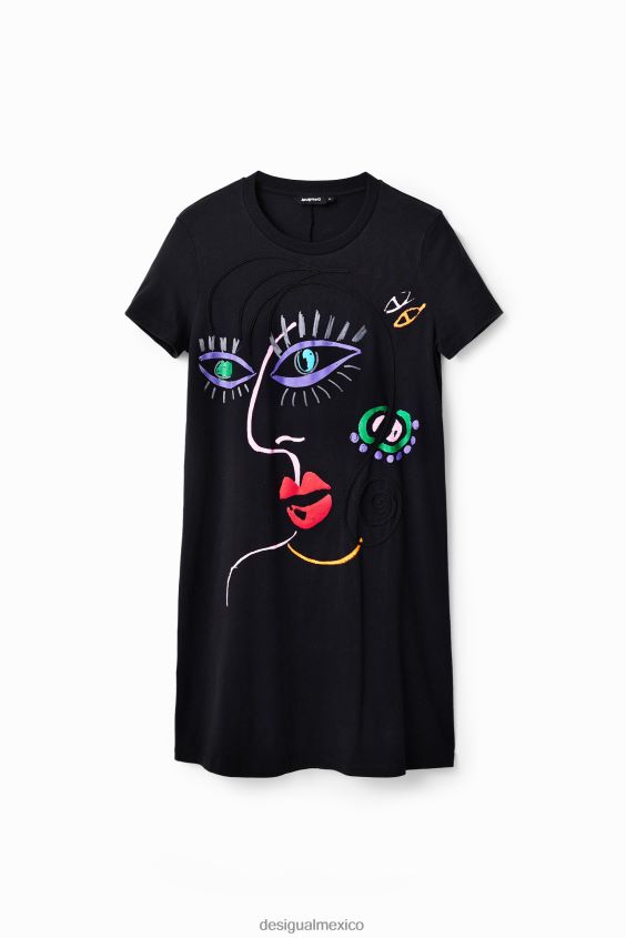 Desigual mujer vestido estilo camiseta con cara artística VZ26R0330 ropa