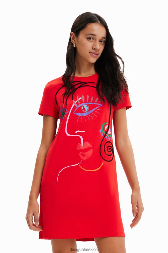 Desigual mujer vestido estilo camiseta con cara artística VZ26R0945 ropa